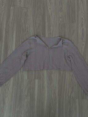 SHEIN Women's Purple and Grey Crop-top